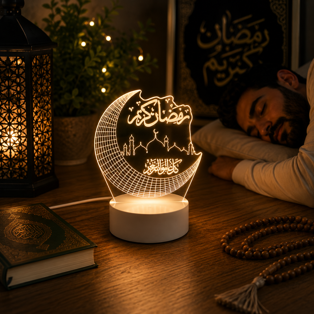 Veilleuse LED 3D Coranique USB Lune - Moonila