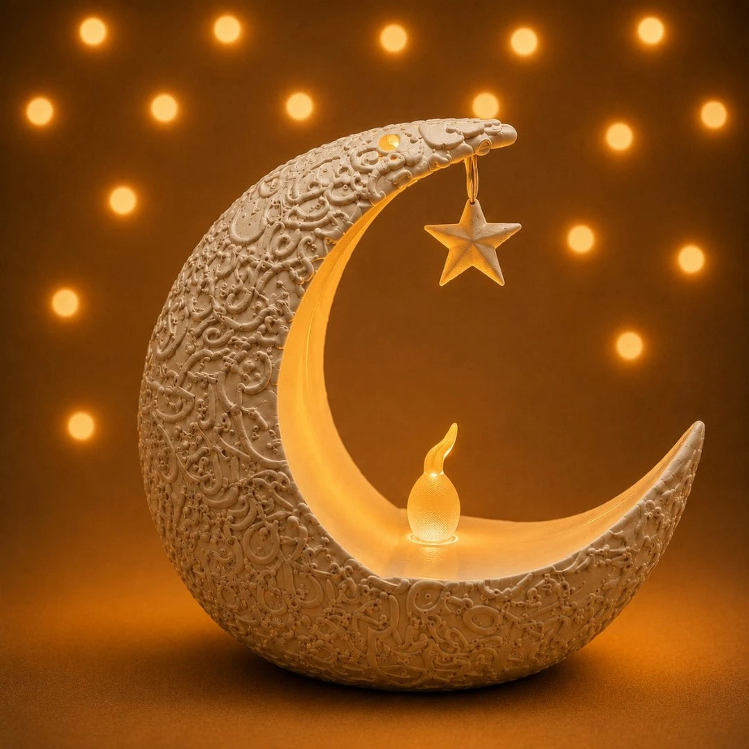 Veilleuse Bougeoir LED Lune Étoile - Baraka