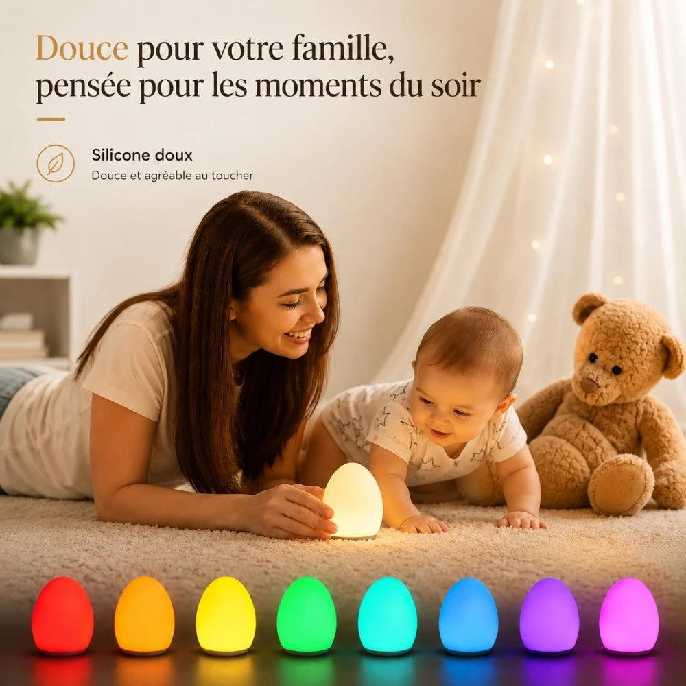 Veilleuse Luma LED tactile multicolore, lumière douce et matière agréable au toucher