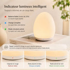 Veilleuse Luma LED avec indicateur lumineux de batterie, charge complète et mode minuterie