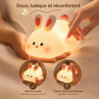 Veilleuse LED lapin Tibo en silicone souple et doux au toucher