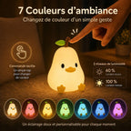 Veilleuse LED canard-poire Willy : commande tactile, 7 couleurs disponibles