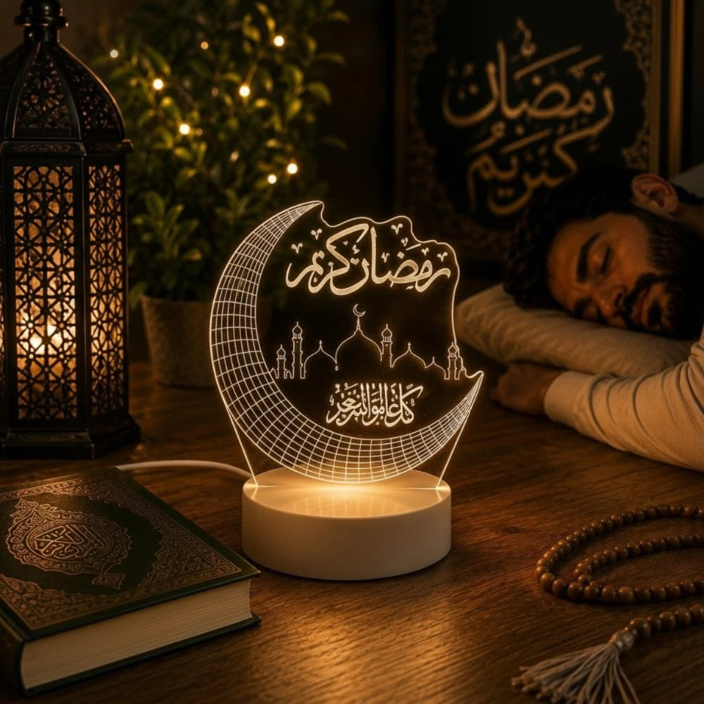 Veilleuse LED 3D Moonila lune coranique allumée lumière douce chambre enfant ambiance islamique