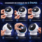 Changer de disque sur le projecteur Ulysse en 6 étapes, de l'ouverture de la trappe au lancement de la rotation
