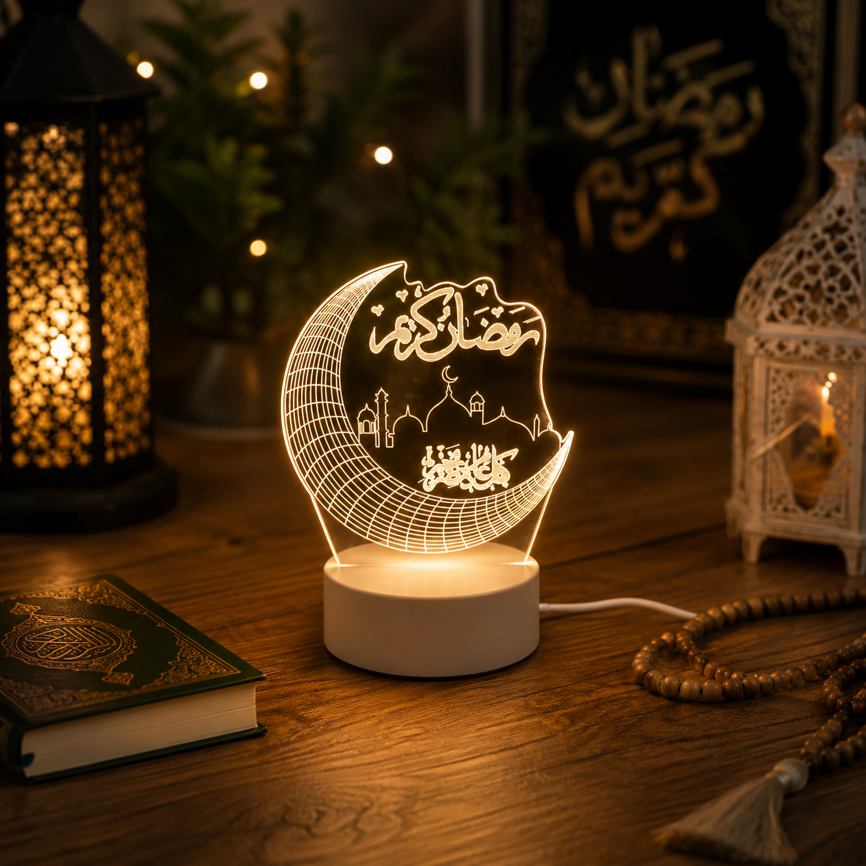 Veilleuse LED 3D Coranique USB Lune - Moonila