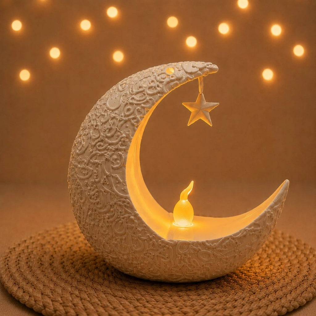 Veilleuse Bougeoir LED Lune Étoile - Baraka