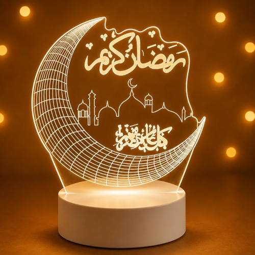 Veilleuse LED 3D coranique Moonila en forme de lune, alimentation USB