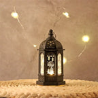 Lanterne LED décorative Fanous noire allumée style oriental