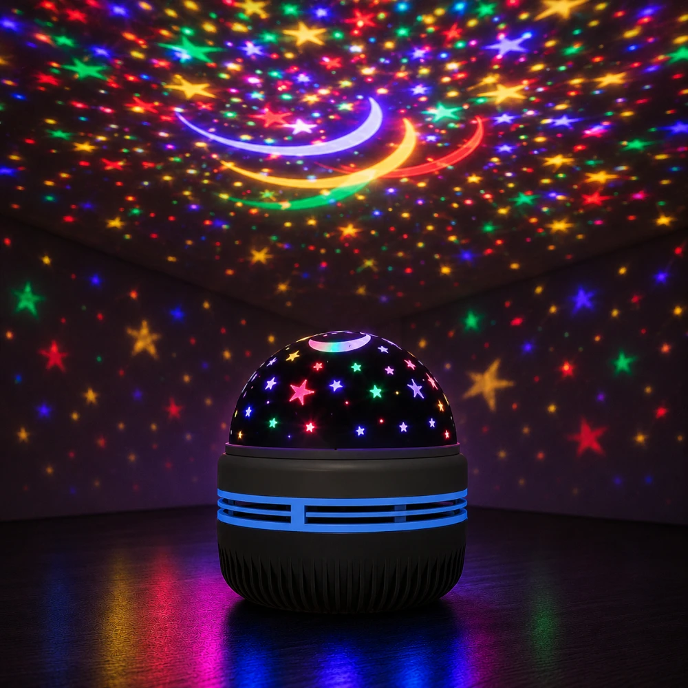 Motif ondulations rose et violet de la veilleuse projecteur Nova