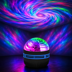 Motif tourbillon d'aurore multicolore projeté par la veilleuse Nova